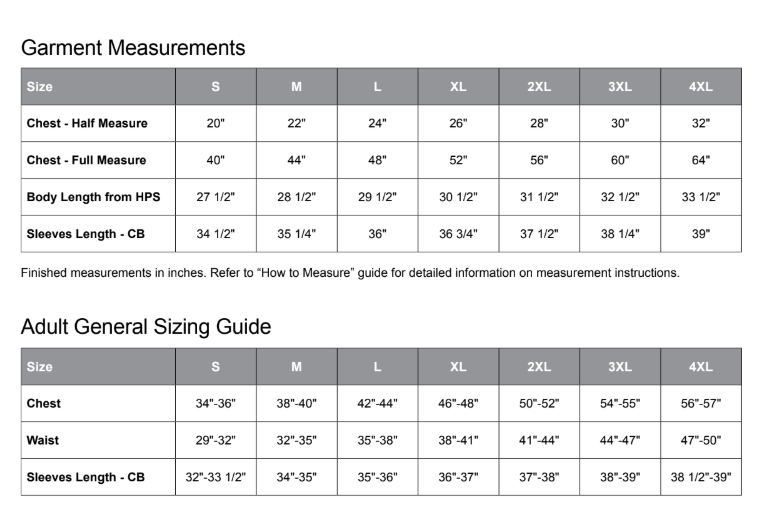 Adult sizing for hoodie
